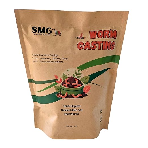 SMG Organic Worm Castings 3 lbs – 100% Pure Earthworm Compost Nutrient-Rich Organic Soil Amendment for Indoor Plants Vegetables Flowers &amp Garden Use