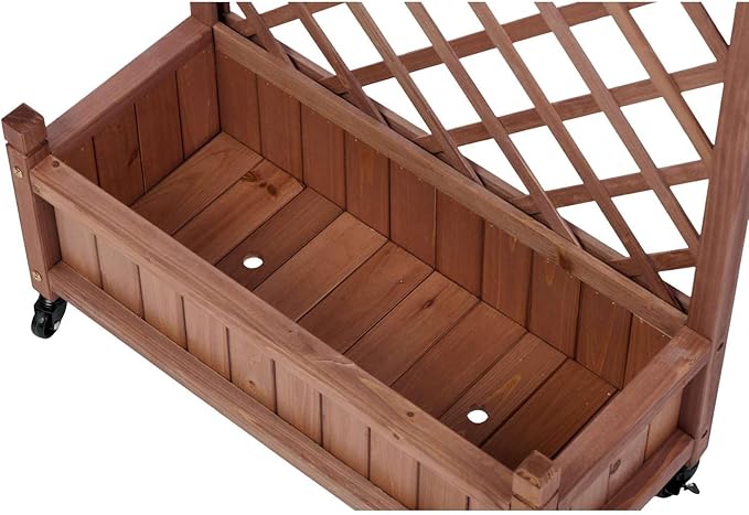 Raised Garden Bed with Trellis 2 Pack Outdoor Wooden Planter Box &amp Plant Stand with Climbing Racks Solid Wood Brown Planting Box with Trellis Outdoor Lawn Porch Outdoor-Ready