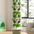 Indoor Hydroponic Tower with Led Grow LightsHydroponic Tower with Hydrating PumpNet PotsTower Garden Hydroponics Growing for Herbs and Vegetables (28holes)