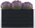Raised Garden Bed 39.4x39.4x17.7 Galvanized Steel Anthracite Square Raised Planter Box Outdoor Raised Beds for Vegetables Flowers and Herbs with Open Bottom for Better Drainage