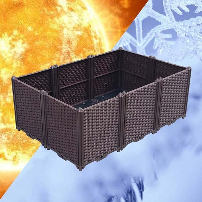 YSUEFIJO Outdoor Raised Garden Bed Raised Garden Bed Kit Plastic Planter Box Indoor Rectangular Planter Raised Beds for Vegetables for Flowers Herbs Fruits
