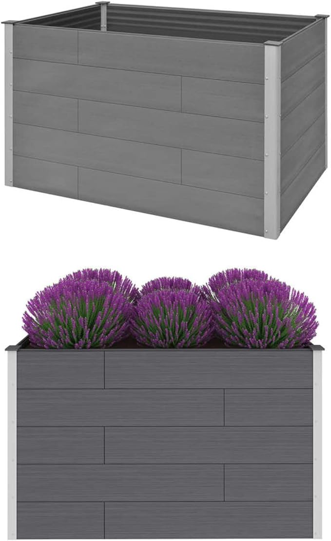 qiangxing Garden Raised Bed Planter Raised Beds Raised Planter Box Planters for Outdoor Plants Garden Beds WPC 59.1x39.4x35.8 Gray