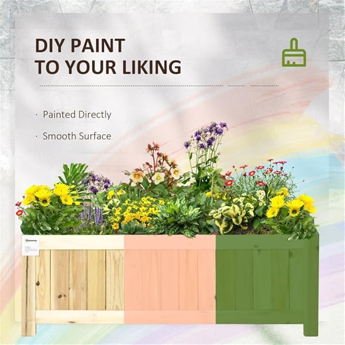 Folding Raised Garden Bed – Portable Wooden Planter Box for Vegetables Herbs &amp Flowers – Natural Fir Wood with Drainage No Assembly Required