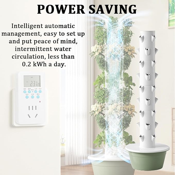 7/9-Tier Hydroponics Tower Vertical Planter Hydroponics Growing for Indoor Fruits and Vegetables with Hydrating Pump Adapter9-Tier