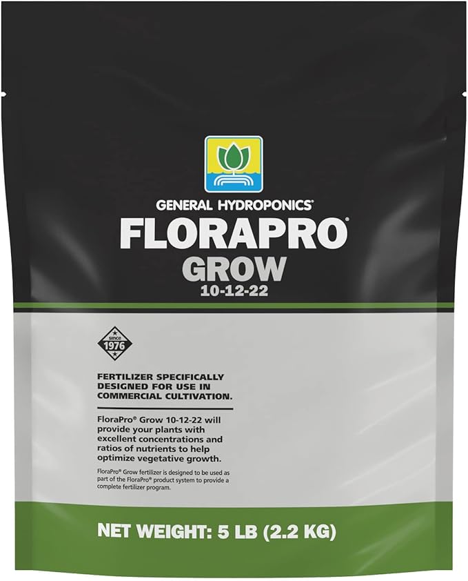 General Hydroponics FloraPro Grow 10-12-22 Nutrient for Commercial Cultivation 5 lbs.