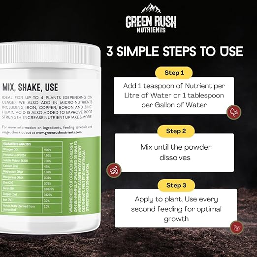 Organic Leafy Green Grow Plant Food Nutrient for Vegetative &amp Grow Stage Plants (500g)