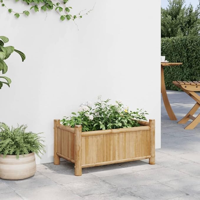 Planter Raised Garden Bed Planter Boxes Outdoor Garden Boxes Suitable for Backyard Restaurants Flowers Patios 19.7x11.8x9.8 Bamboo