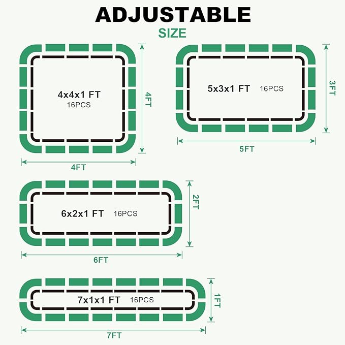 1MORE Raised Garden Bed -5X3X1 Galvanized Planter Box for Outdoor Gardening4 in 1 Modular Raised Bed Kit with Protective Tape Gloves for HerbIdeal for Vegetables and Plants.Green-2Pcak