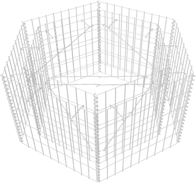 Hexagonal Gabion Raised Bed Steel Gabion Basket Post/Planter Raised Vegetable Bed Outdoor Steel Garden Decoration Galvanized Steel 39.4x35.4x19.7