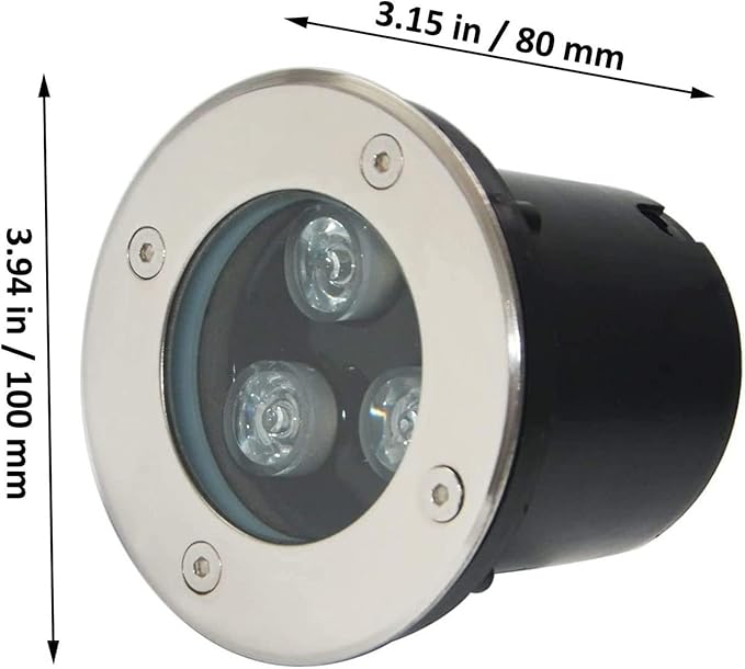 3W RGB Outdoor Recessed Spotlight - IP65 Waterproof Inground LED Light Aluminum and Tempered Glass for Garden Pathway (Blue Purple)