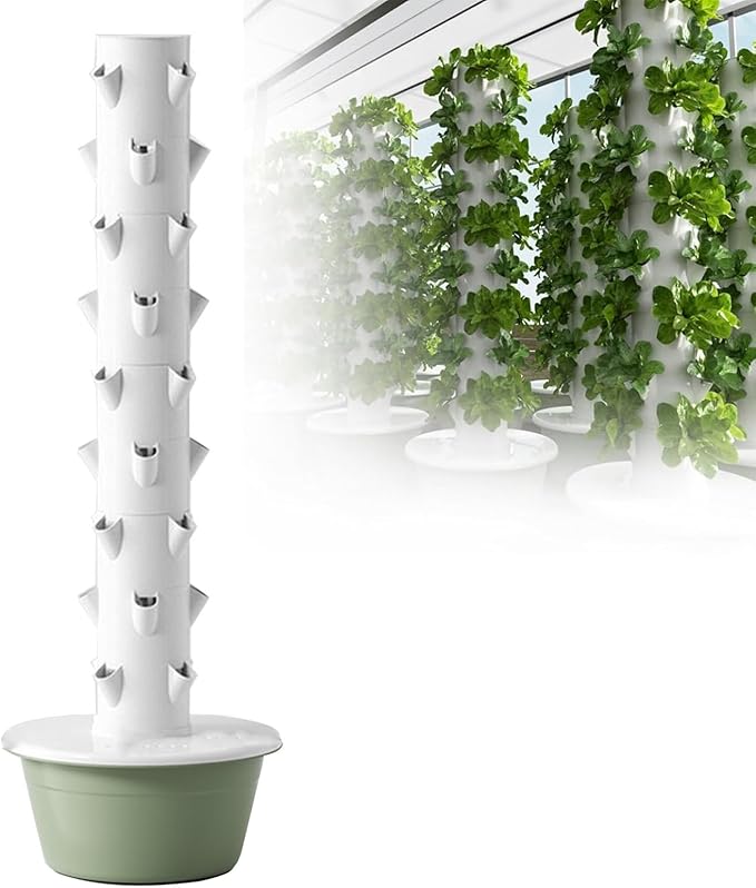 Vertical Hydroponic TowerSmart Hydroponic Growing Systemwith Hydrating Pump Adapter Net Potsfor Indoor/Outdoor Decorate Herbs Fruits and Vegetables9Layers