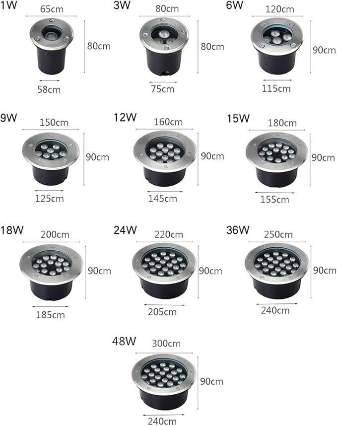 4PCS Landscape Lights - Outdoor Buried Lights IP66 Waterproof Recessed Ground Spotlight Round LED Underground Light for Garden Patio Fence Lawn Deck LandscaBlue-36W