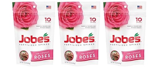 Jobe's OrntWT Rose Fertilizer Spikes 9-12-9 Time Release Fertilizer for All Flowering Shrubs 10 Spikes (3 Pack)