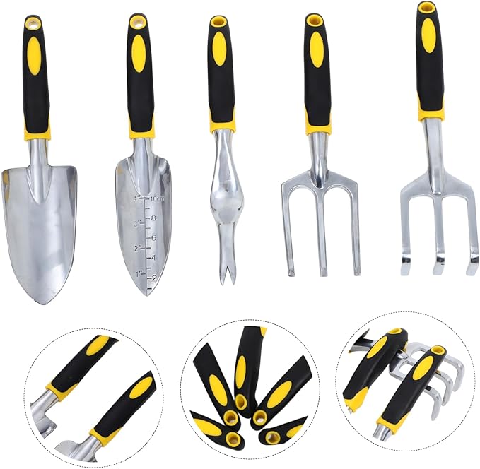 Happyyami 1set Garden Tool Set Heavy Duty Gardening Hand Tools Including Hand Shovel Tilling Rake and Spading Fork for Indoor and Outdoor Gardening Tasks