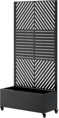 Sturdy 47x16x73 Inch Galvanized Steel Raised Garden Bed with Trellis Metal Planter Box on Wheels for Patio Privacy Screen 12 Inch Deep Root Mobile Vertical Garden Planter for Climbing Plants (M4)