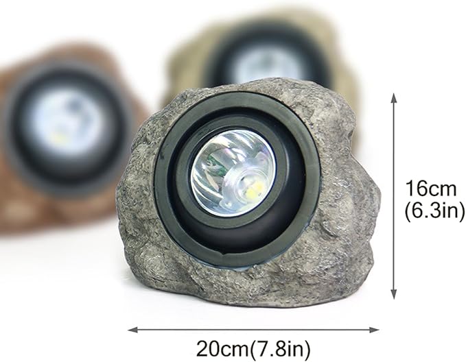 Solar Garden Rock Lights Outdoor - 2 Pack IP65 LED Waterproof Solar Spotlight Solar Powered Landscape Lights Decorative Garden Stone Lights for Pathway Walkway Yard PatioNatural