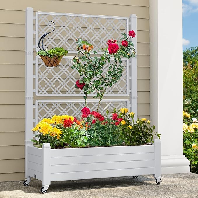 Raised Planter Boxes Outdoor 36 Tall Rot-Resistant Resin Garden Bed with Easy Assembly for Vegetables Flowers Herbs Fruits