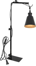 Free Standing Plant Grow Stand Adjustable Height 5.9 Feet Plug Cord with Timer Switch E26 Base Black Shade Simple Design (Bulb Not Included)