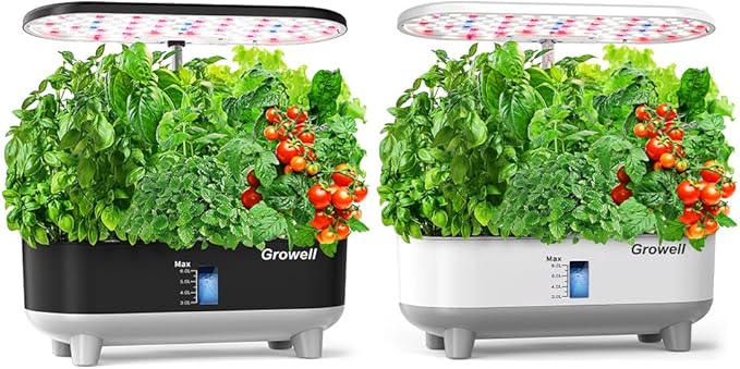 2 Pcs Hydroponics Growing System Kit 16 Pods (Black &amp White)