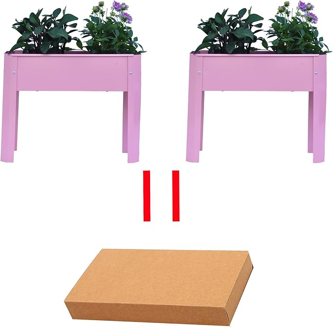 Galvanized Raised Garden Bed 24x10.5x17.5 Inch 2pcs Elevated Metal Planter Box with Legs for Vegetable Flower Herb Outdoors Backyard Patio Balcony 2pcs Pink