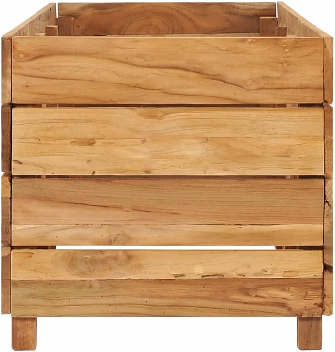 Raised Garden Bed Wooden Raised Bed Raised Garden Planter Box for Vegetables Flower Herb Gardening 59.1x15.7x15 Recycled Teak and Steel