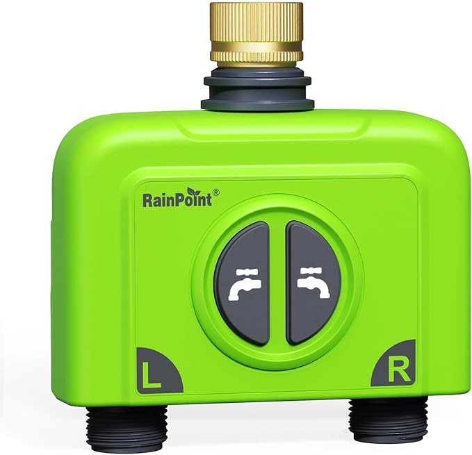 RAINPOINT WiFi Water Timer for Garden Hose 2 Zone WiFi Sprinkler Controller Smart Hose Timer Valve Automatic Drip Irrigation System/Rain Delay for Garden/Lawn/Yard (Brass Inlet No Gateway)