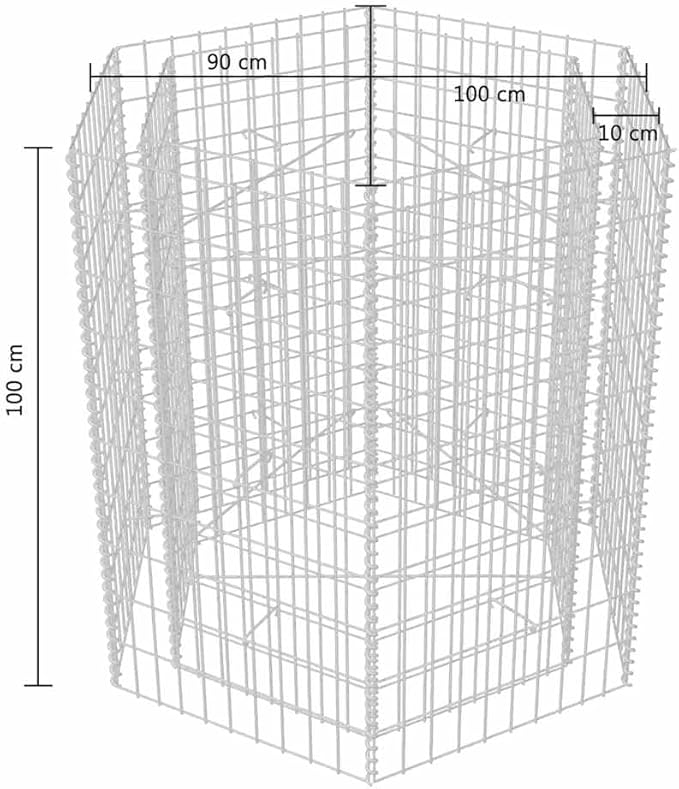Gabion Raised Bed Silver Galvanized Steel 39.4x35.4x39.4 inch Hexagonal Planter for Outdoor Plants Durable Garden Bed Solution