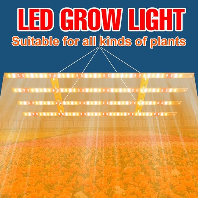 800W Natural Sunlight LED Grow Light with 624 Energy-Saving Long-Lifespan Lamp Beads (UV&ampIR Included) 100-277V Universal Voltage US Plug – Ideal for Seed Germination Hydroponics Vegetable &amp