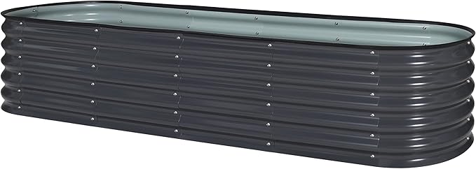BlueWish 8x2x1.4FT Raised Garden Bed 17 H Metal Planter Boxes Outdoor with Bottomless Design Galvanized Raised Garden Bed for Plants Flowers 9 in 1 Raised Planter Bed Kit Grey