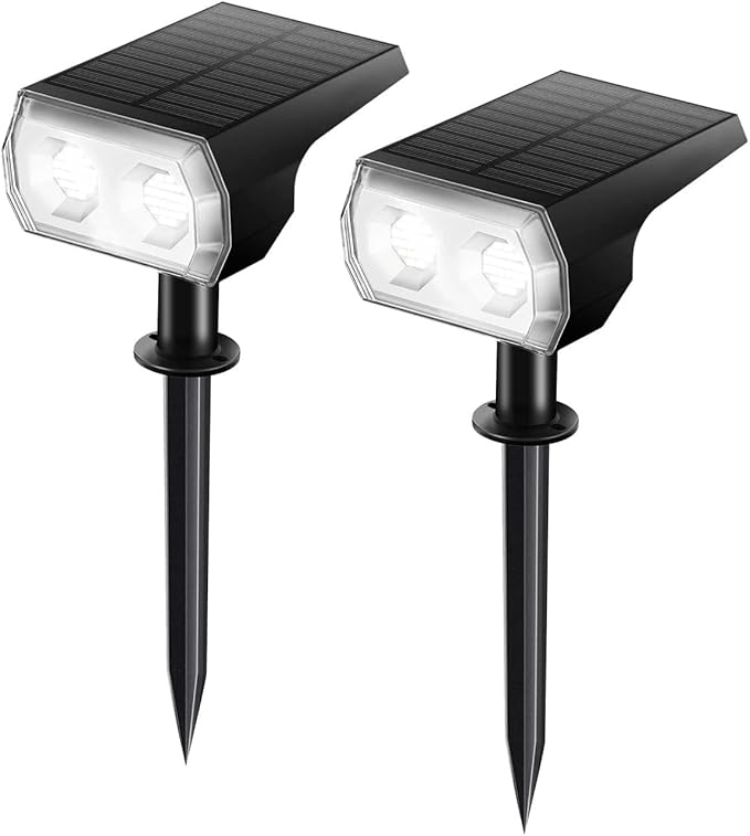 48 LEDs Solar Lighst Outdoors Landscape Spotlights Wireless Waterproof Outdoor Solar Spotlights for Yard Garden Patio Hot(2pcs White)
