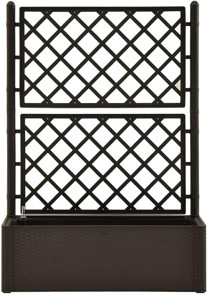 Garden Raised Bed with Trellis Self Watering System Weather Resistant Planter Vegetable Herb Flower Growing - Mocha 39.4 x 16.9 x 55.9