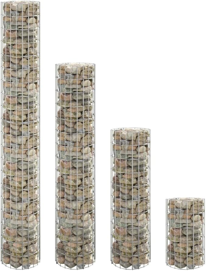 Gabion Raised Garden Bed Silver Galvanized Steel Circular Planter for Outdoor Plants Durable Metal Raised Bed for Gardening 11.8 x 11.8 x 78.7 Inch