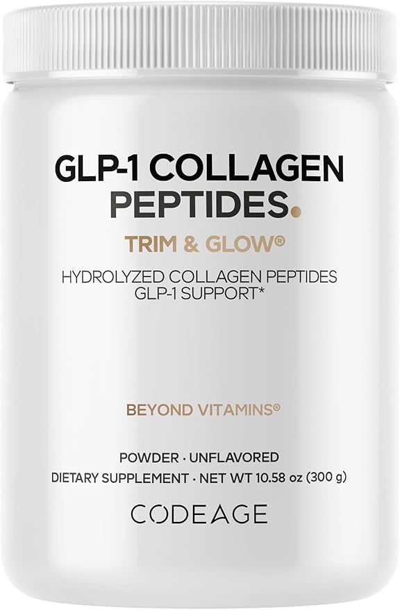 Codeage GLP-1 Collagen Powder Supplement - Nextida GC Collagen Peptides - GLP 1 Support - Hydrolyzed Grass-Fed Type I &amp III Unflavored - Non-GMO Gluten-Free Dairy-Free - 10.58 Oz