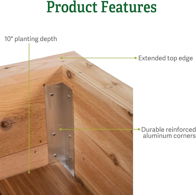 Gardener's Supply Company | Craftsbury Cedar Wood Elevated Raised Garden Bed 2ft x 3ft | Planter for Outdoor Vegetables Flowers Herbs for Small Space Urban Gardening Deck Patio Lawn