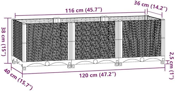 Light Grey Polypropylene Raised Garden Bed 47.2x47.2x15.0 inch Planter for Outdoor Plants Durable Basketweave Textured Finish Easy Assembly for Patio Deck Balcony
