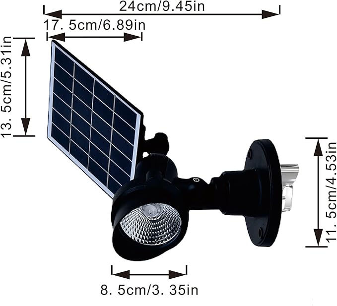 Outdoor LED Spotlight Waterproof Solar Spot Lights with Bracket Security Tree Light-Operated Adjustable IP65 Clip Lamp for Granary Courtyard Garden Pathway Landscape HWD0173