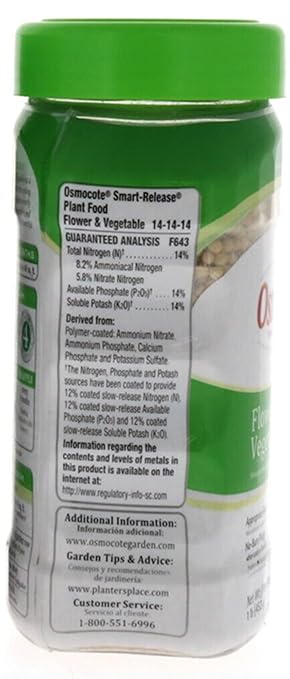 Osmocote Smart-Release Plant Food Flower &amp Vegetable 14-14-14 1 Lbs. - Pack of (8)