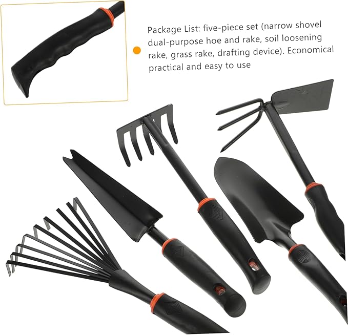 5pcs Multi-Function Gardening Tool Set Durable Iron Shovels for Planting Digging and Loosening Soil Comfortable Grip Handles for Easy Use Gardens and Flower Shops