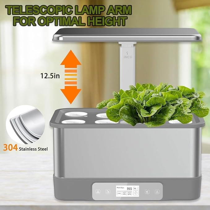 Hydroponic TowerHydroponics Growing System8 Pods Indoor Herb Garden KitSmart Garden Plant Germination Kit with LED Grow Light2.5L Water TankAPP &amp WiFi ControlledHeight Adjustable