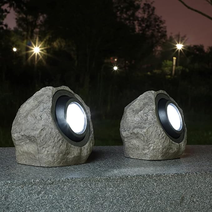 Stone Solar Lamp LED Solar Resin Lantern Lawn Light Rock Spotlight Waterproof Simulation Stone Lamp for Garden Outdoor