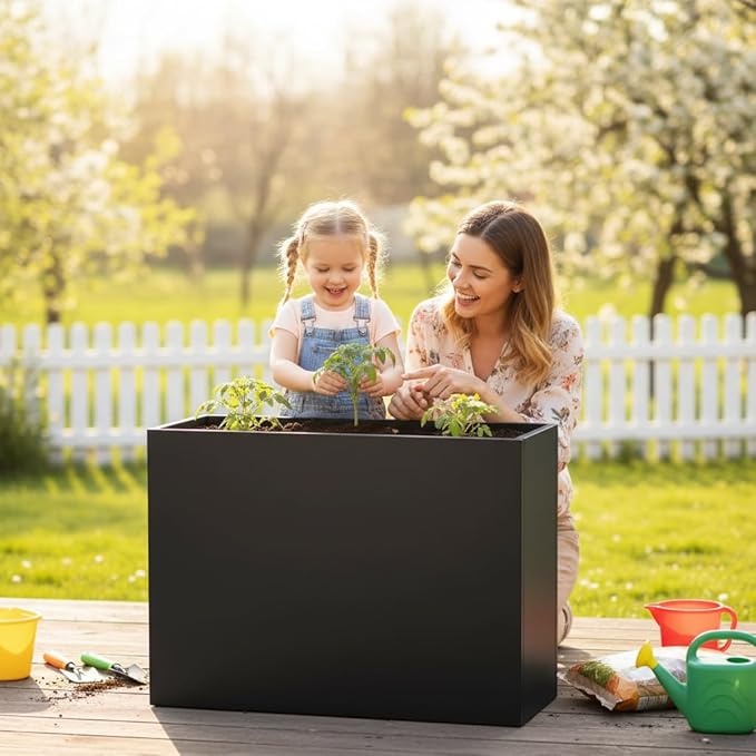 Galvanized Steel Raised Garden Bed 36x12x26 Inch Large Garden Planter Box for Vegetables Outdoor Metal Grow Box Minimalist Anti-Rust Steel Planter Box Patio Balcony Backyard