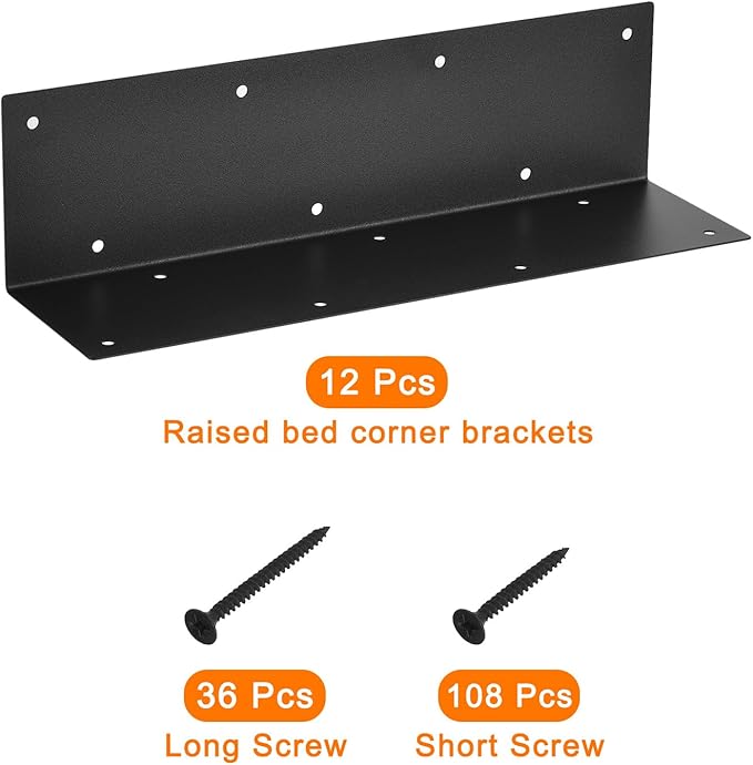 uxcell 12pcs Raised Garden Bed Corner Brackets for 12''-16'' Bed Metal Garden Corner Bracket for Furniture Flower Vegetable Planter Garden Black