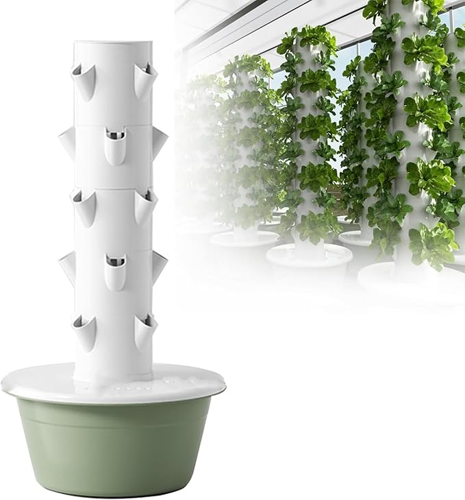 Vertical Hydroponic TowerSmart Hydroponic Growing Systemwith Hydrating Pump Adapter Net Potsfor Indoor/Outdoor Decorate Herbs Fruits and Vegetables5Layers