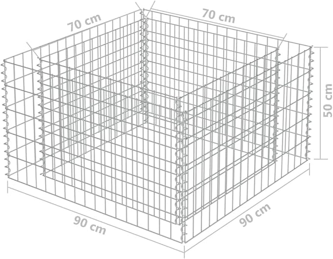 Outdoor Garden Gabion Basket Planter Raised Vegetable BedSteel Garden Decoration Raised Bed Galvanised Steel 35.4x35.4x19.7
