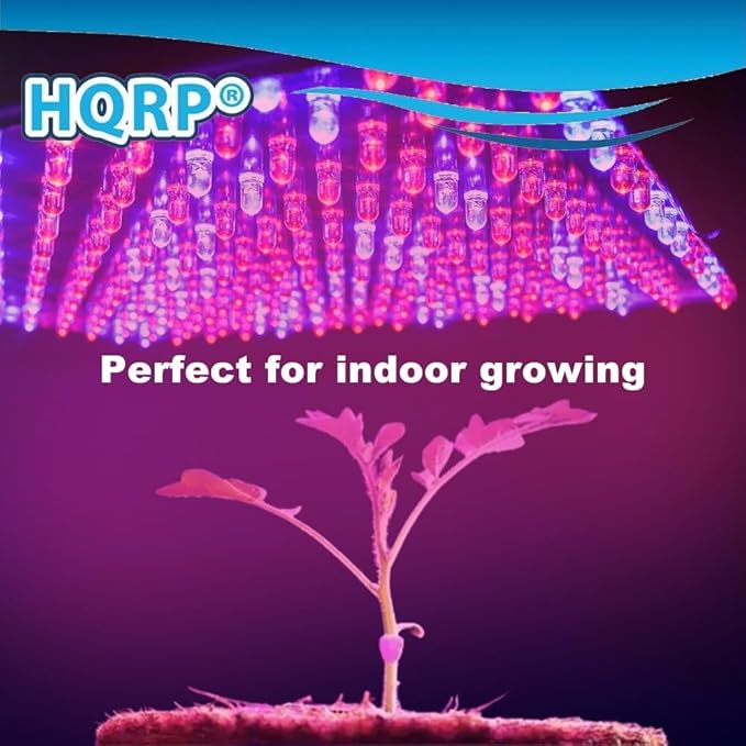 HQRP 225 LED Grow Light Panel 45W Red &amp Blue 12 Square Lamp for Growing Indoor Plants Fruits Flowers Vegetables Indoor Garden Hydroponic Plant Grow Light with Hanging Kit