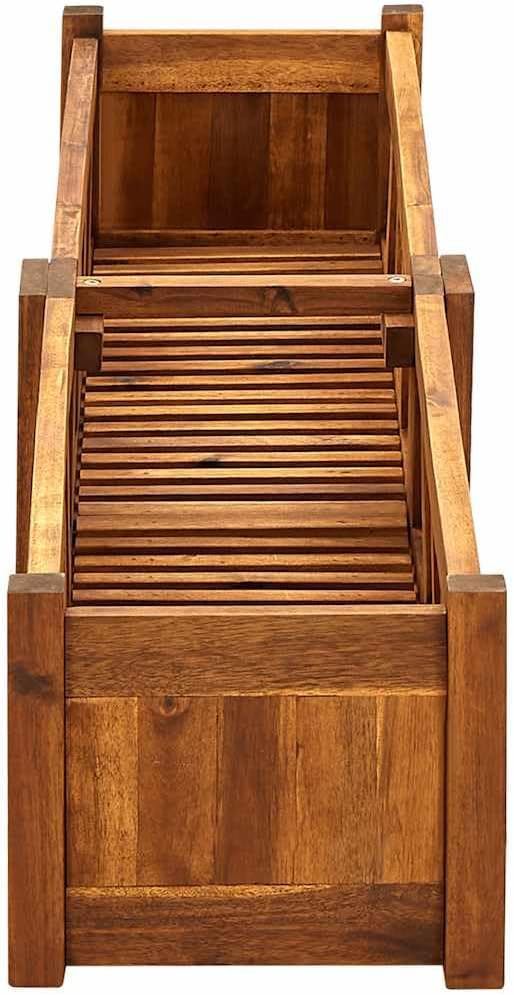 Raised Bed Brown Acacia Wood Retaining Wall Durable Fence Steel Landscape Galvanized Garden Welded Grid 59.1x11.8x9.8in