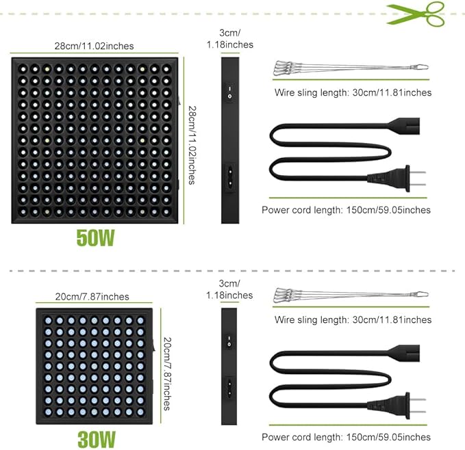 50W Full Spectrum Plant Panel Light Sunlight 100-277V LED Greenhouse hydroponic Growth Lamps UV/IR Indoor Planting Lights 110V Potted Fruits Vegetables seedlings Cultivation Hanging Filling Lighting