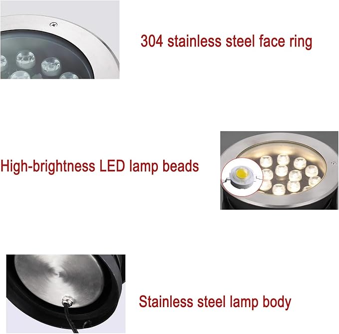 Outdoor Buried Lights - Underwater Tlight AC 12V Low Voltage Submersible Spotlight IP68 Waterproof Embedded Water Landscape Light Can Be Immersed in Water FoWhite-15W