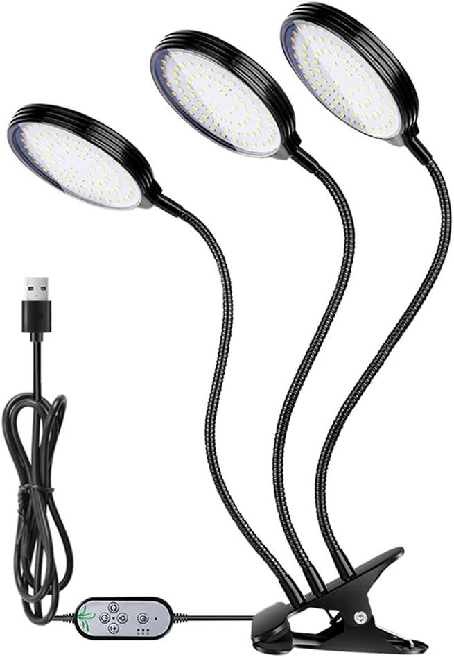 BRRNOO Grow Lights for Indoor Plants Grow Lights for Seed Starting Adjustable Desktop Clamp Growing Lamp 78 LEDs Sunlight Full Spectrum Light for Indoor Plants 5 Dimmable Levels (3 Heads)