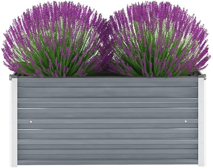 Raised Garden Bed Gray Galvanized Steel Planter Box 39.4x15.7x17.7 Inch Rectangular Outdoor Raised Bed for Vegetables Flowers Herbs Patio Garden Clearance Deals